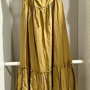 Tiered Maxi Skirt in Mustard Yellow